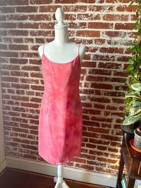 90s Vintage Laundry by Shelli Segal pink hawaiian dress